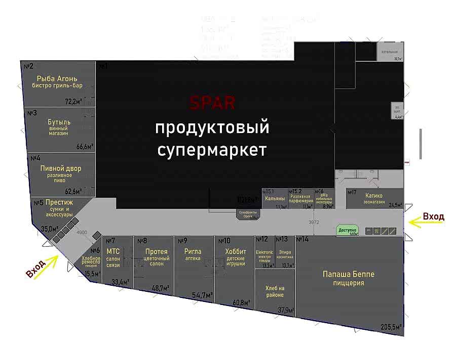 Микрорайонный ТЦ на Аксаковасхема этажа