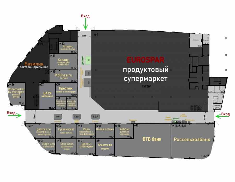 Районный ТЦ на Литовском валусхема этажа