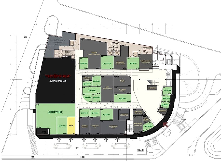 Окружной ТЦ на Уральскойсхема этажа